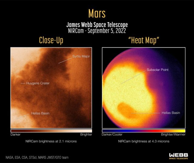 Nasa divulga primeiras imagens de Marte captadas pelo telescópio James Webb
